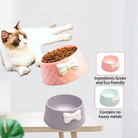 Macaron Farbe Schleife Haustiernapf Rautenmuster Vertiefter Auslaufschutz Katze Hund Futternapf Kunststoff Futterschüssel