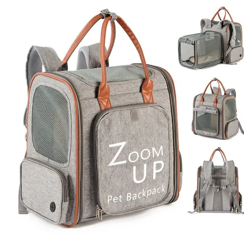 Expandable Pet Backpack Large Capacity Oxford Fabric Breathable Mesh Carrier For Cats Small Dogs Outdoor Travel Portable Pet Bag