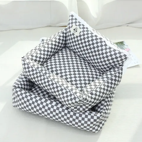 Huisdier Sofa Bed Alle Seizoenen Polyester Kat Hondenbed Met Kant Bloemen Madeliefje Print Warm Comfortabele Bank