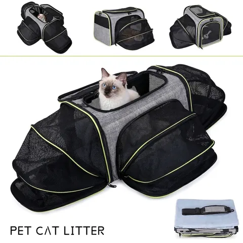 Expandable Pet Carrier Bag Breathable Large Capacity Folding Cat Handbag Portable Travel Pet House For Cats Dogs