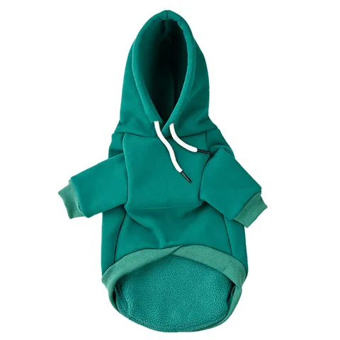 Solid Color Dog Hoodie Cotton Fleece Lined Warm Pet Sweatshirt With Pocket D-Ring Casual Clothing For Small Medium Dogs