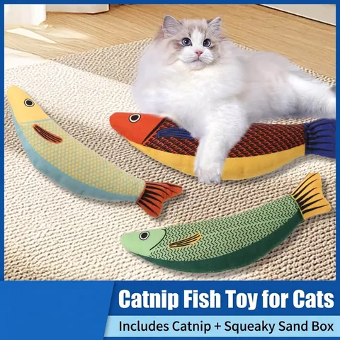 Catnip Simulation Fish Cat Toy Bite-Resistant Molar Interactive Plush Fish For Indoor Cats Boredom Relief Pet Supplies