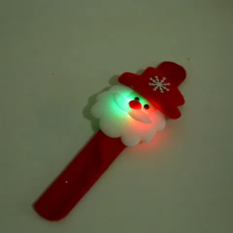 Christmas LED Slap Bracelets Flannel Glow Wristband Santa Claus Snowman Bear Slap Bands For Holiday Party Favors Kids Gifts