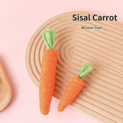 Realistic Carrot Cat Toy Interactive Paper Rope Woven Teething Toy Bite Resistant Squeaky Pet Toy For Kittens Indoor Cats