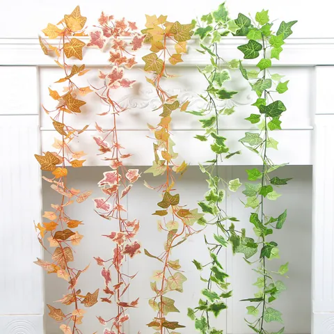 Artificial Sweet Potato Leaf Vines Silk Cloth Plastic Autumn Thanksgiving Hanging Garland For Home Ceiling Wall Decoration