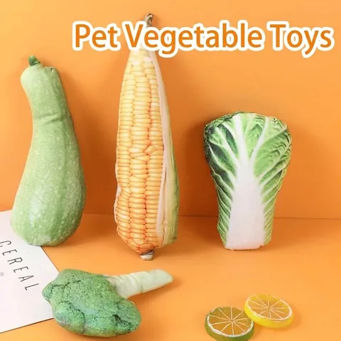 Simulation Vegetable Fruit Squeaky Dog Toy Durable Canvas Plush Teething Pet Toy For Small Medium Dogs Interactive Toy