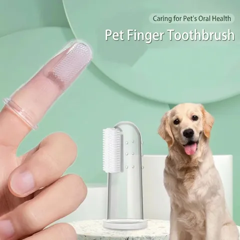 Silicone Pet Finger Toothbrush Soft Bristle Oral Cleaning Tool For Dogs And Cats Transparent Pet Teeth Care Brush