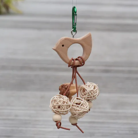 Natuurlijk Hout Vogel Speelgoed Papegaai Kauwspeelgoed Foerageerpuzzel Met Rotan Ballen En Peulen Voor Kooi