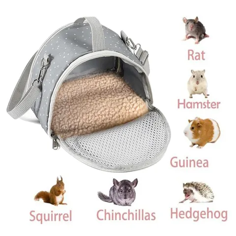 Small Pet Carrier Bag Breathable Mesh Outdoor Travel Crossbody Bag for Hamster Hedgehog Sugar Glider Squirrel Polka Dot Pet Handbag
