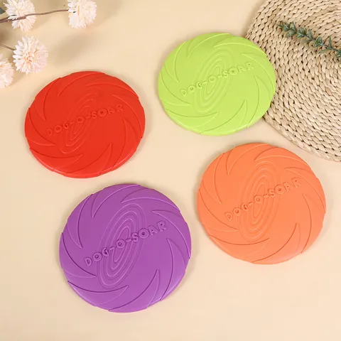 Durable TPR Dog Frisbee Floating Pet Interactive Toy Soft Chew Resistant Teeth Cleaning Outdoor Training Round Disc For Dogs