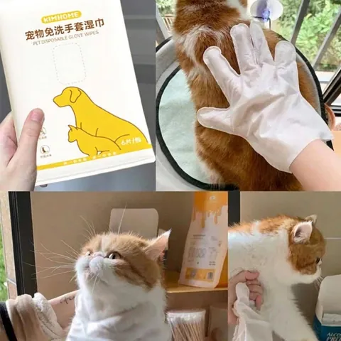 Waterless Pet Grooming SPA Gloves Deodorizing Antibacterial Cleaning Wipes Cats Dogs Nonwoven Fabric Pet Care Accessories