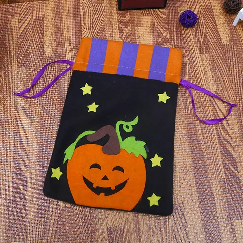 Sacchetto di Caramelle di Halloween in Poliestere con Coulisse Sacchetto Regalo per Bambini Decorazione della Festa di Halloween Zucca Strega Gatto Nero