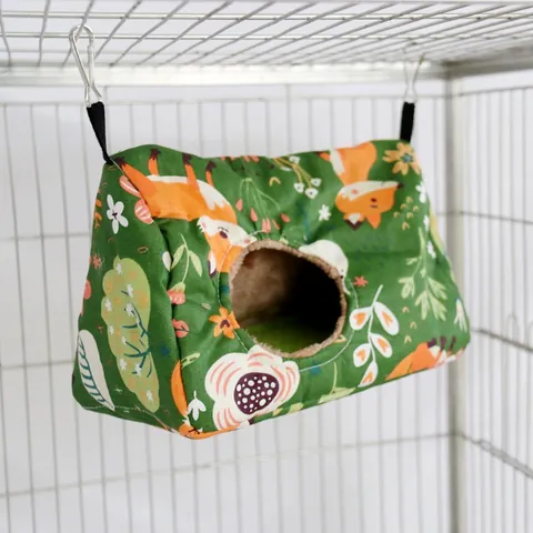 Haustier Hängematte Hängend Für Hamster Vogel Winter Warm Plüschbett Fuchs Blumenmuster Baumwollnest Für Papagei Meerschweinchen