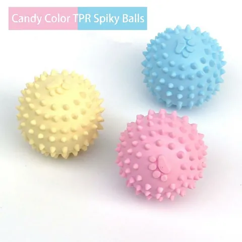 Durable TPR Dog Toy Spiky Ball With Paw Print Pattern Teeth Cleaning Molar Chew Toy For Small Dogs Puppy Pet Boredom Relief Play Toy