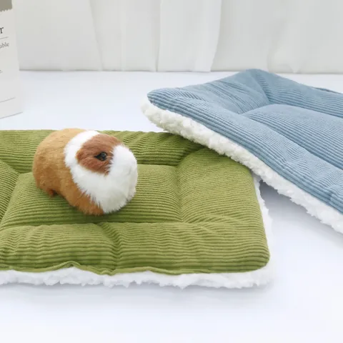Small Pet Double Sided Sleeping Mat Soft Corduroy Fleece Hamster Bed Warm Mattress For Sugar Glider Rabbit Indoor Winter Pad