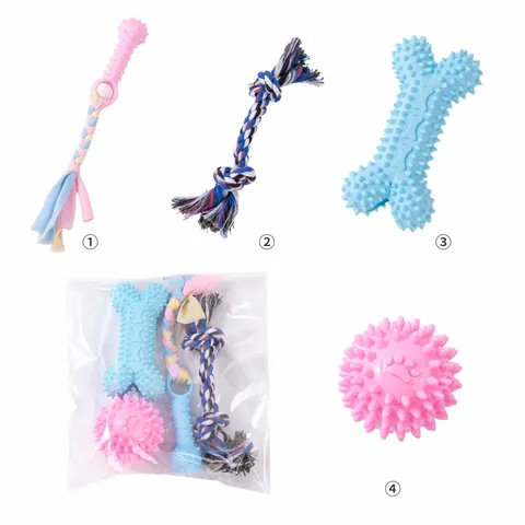 Pet Squeaky Molar Toy Variety Pack For Dogs Cotton Rope Rubber Ball Screaming Chicken Dog Chew Toy Assortment