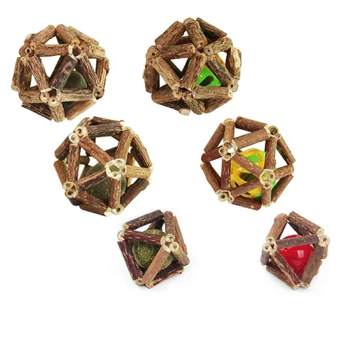 Natural Silvervine Catnip Ball Toy for Cats Teeth Grinding Silvervine Stick Toy with Bell Interactive Cat Chew Toy