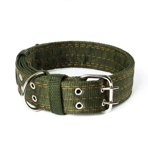 Heavy Duty 4 Layer Thickened Nylon Dog Collar For Large Medium Dogs Adjustable Tactical Pet Neck Strap With Metal Buckle