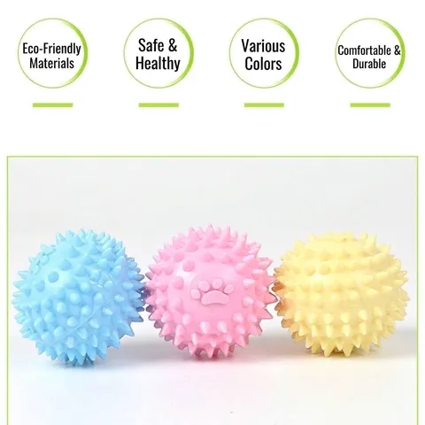 Durable TPR Dog Toy Spiky Ball With Paw Print Pattern Teeth Cleaning Molar Chew Toy For Small Dogs Puppy Pet Boredom Relief Play Toy