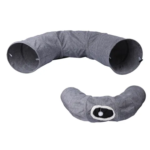 Durable Foldable Cat Tunnel Toy Scratch Resistant Canvas Cat Play Tube With Plush Ball Interactive Pet Tunnel Toy For Cats