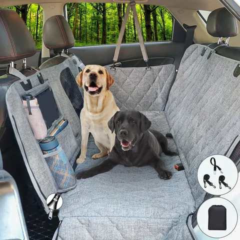 Waterproof Car Pet Seat Cover 4-in-1 Detachable Oxford Cloth Dog Seat Mat For SUV Truck Back Seat Protection With Mesh Window Storage Bag