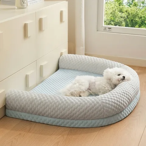 Lit Rafraîchissant pour Chien Été Canapé pour Animaux Amovible et Lavable Tapis de Sommeil Doux pour Chiot Chat Respirant Ours