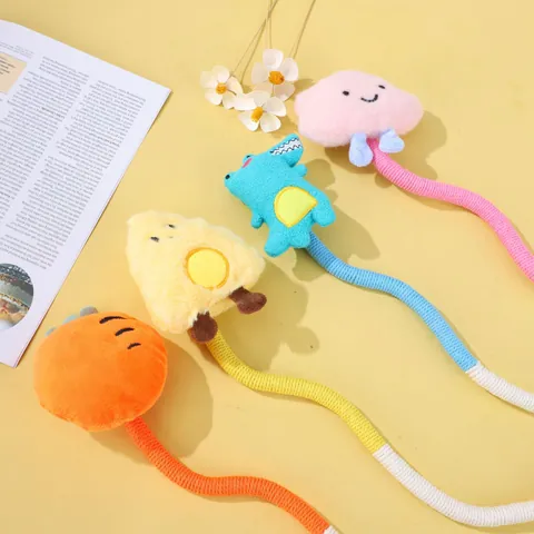 Pet Cat Plush Woven Cotton Rope Toy For Teeth Cleaning Dental Care Interactive Kitten Teaser Stick With Catnip