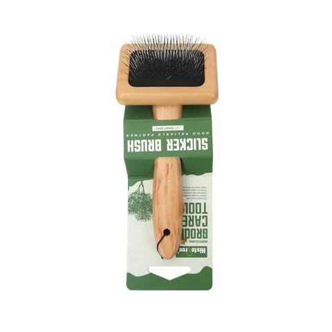 Professional Pet Wood Slicker Brush Cushion Stainless Steel Pins Dogs Cats Grooming Deshedding Dematting Tool Solid Wood Handle