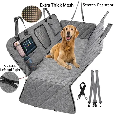 Waterproof Car Pet Seat Cover 4-in-1 Detachable Oxford Cloth Dog Seat Mat For SUV Truck Back Seat Protection With Mesh Window Storage Bag