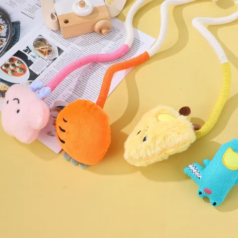 Pet Cat Plush Woven Cotton Rope Toy For Teeth Cleaning Dental Care Interactive Kitten Teaser Stick With Catnip
