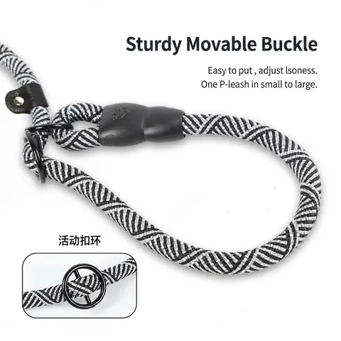 Heavy Duty Braided Polyester Dog Slip Lead With Comfortable Padded Foam Handle Integrated Pet Training Leash For Medium And Large Dogs Outdoor