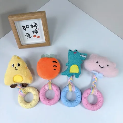 Giocattolo di Peluche Sonoro per Animali Domestici Motivo Formaggio Carota Coccodrillo Anello da Masticare per Cani Sollievo dalla Noia Giocattolo Interattivo
