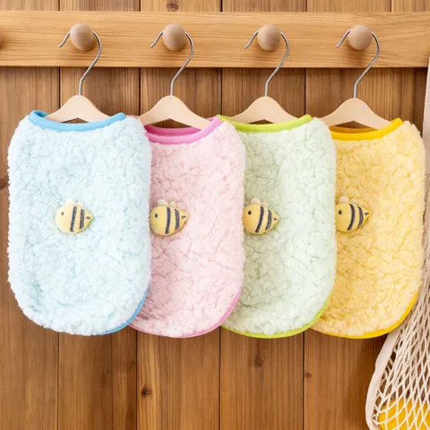 Honigbiene Korallenvlies Haustier Weste Für Hunde Katzen Herbst Winter Warm Welpen Kleidung Weich Cartoon Biene Bestickt Hundepullover