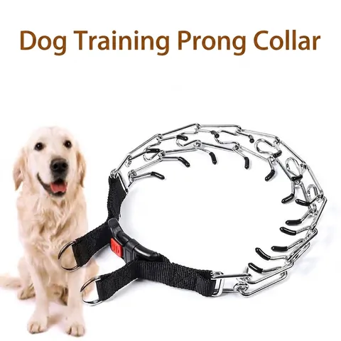 Adjustable Metal Dog Training Prong Collar With Reflective Nylon Quick Release Buckle Detachable Pinch Collar For Large Medium Dogs Behavior Correction