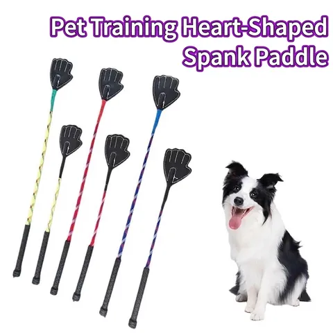 Hand Shape Pet Training Paddle Heart Shaped Dog Cat Behavior Correction Tool Soft PU Leather Head Flexible Training Whip Pet Supplies