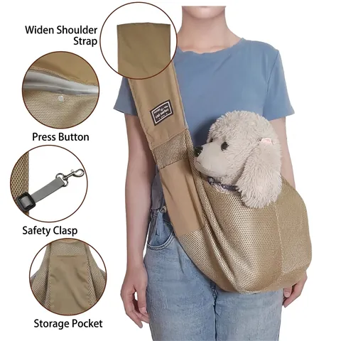 Bolsa de Hombro de Malla Transpirable para Mascotas para Perros Pequeños Gatos Bolsa de Viaje al Aire Libre Portátil y Ligera