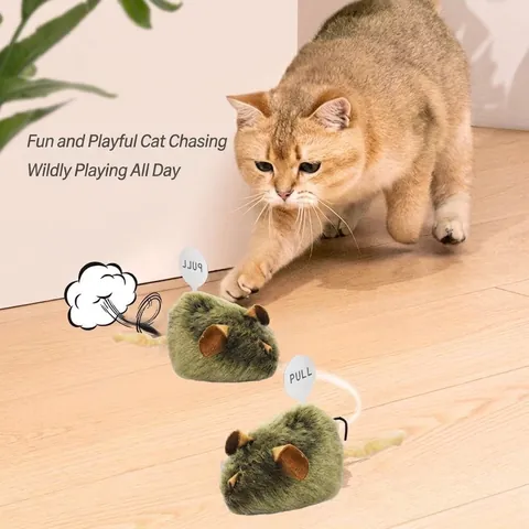 Realistic Plush Mouse Cat Toy Smart Sensor Sounding Interactive Toy For Boredom Relief Dark Green Simulation Pet Mouse