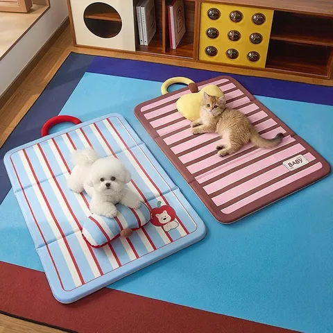 Foldable Waterproof Pet Cooling Mat Striped Dog Bed Summer Cat Nest Portable Sleeping Pad For Dogs And Cats Pet Supplies