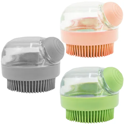 Silicone Pet Dog Bath Brush Portable Manual Press To Foam Massage Scrubber Cleaning Tool For Golden Retriever Teddy Cat