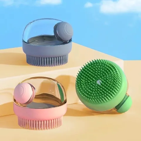 Silicone Pet Dog Bath Brush Portable Manual Press To Foam Massage Scrubber Cleaning Tool For Golden Retriever Teddy Cat