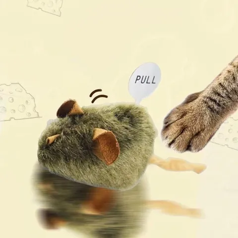 Realistic Plush Mouse Cat Toy Smart Sensor Sounding Interactive Toy For Boredom Relief Dark Green Simulation Pet Mouse