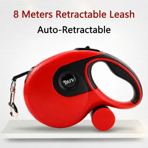 Laisse Rétractable Automatique Robuste pour Grands Chiens Avec Distributeur de Sacs Poubelle Intégré Corde en Nylon ABS Étendue