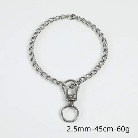 304 Stainless Steel P-Chain Pet Collar Heavy Duty Anti-Pull Dog Training Choker Chain Seamless Welding Double Ring Neckband