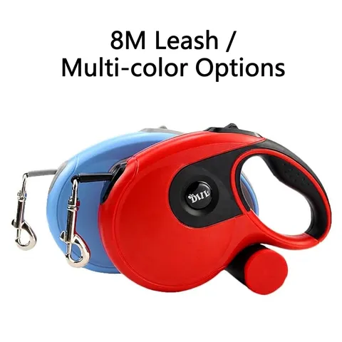 Laisse Rétractable Automatique Robuste pour Grands Chiens Avec Distributeur de Sacs Poubelle Intégré Corde en Nylon ABS Étendue
