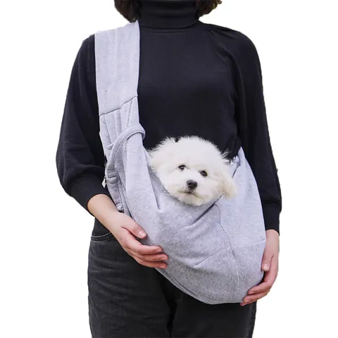 Transportín Bandolera para Mascotas Portátil Transpirable de Poliéster Bolsa de Hombro para Perros y Gatos Con Bolsillo para Teléfono