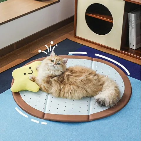Waterdichte Ronde Huisdiermat Sterrenkussen Set Zeezout Sterpatroon Wasbaar Hond Kat Bed Pad Binnen Buiten Opvouwbaar Ademend Huisdier Slaapkussen