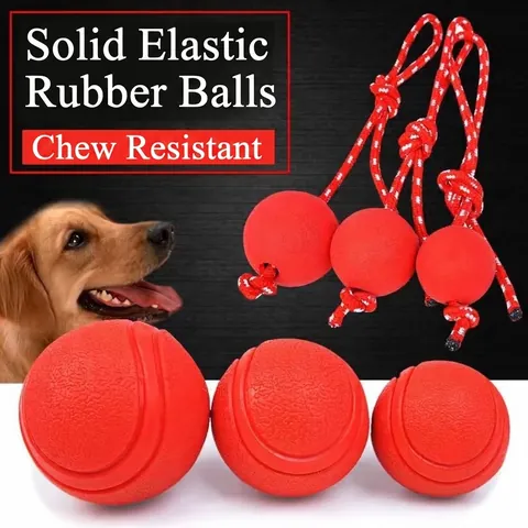 Solid TPR Rubber Dog Toy Ball High Elasticity Bite Resistant Pet Molar Training Ball For Small Medium Large Dogs Outdoor Fetch Play