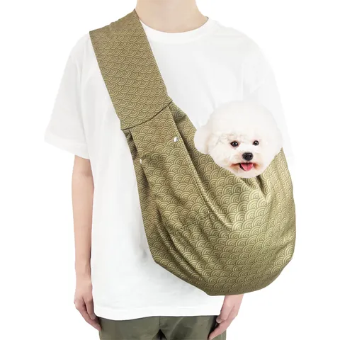 Bolsa de Transporte Portátil para Mascotas Estilo Japonés Patrón de Olas Gran Capacidad Bolso de Hombro Gatos Perros Pequeños