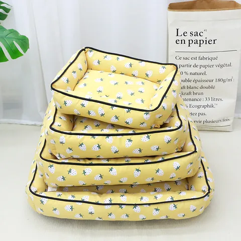 Four Seasons Thickened Warm Pet Bed Soft Strawberry Avocado Print Dog Cat Nest Mat Comfortable Washable Puppy Couch Couch