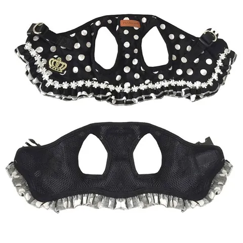 Sweet Polka Dot Pet Dog Harness And Leash Breathable Mesh Vest For Small Dogs Cats Lace Trim Walking Lead Traction Rope